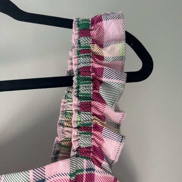 Torrid Mini Poplin Tiered Ruffle Strap Dress Plaid Pink Green NWT Plus 1X 14-16 - Picture 9 of 11